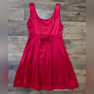 Vintage Timing Women's Red Flowy Front Bow Zip-Up Mini Dress Size Medium